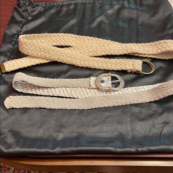 Accessories - Vintage Elegant Cream and Silver Braided Belt Set